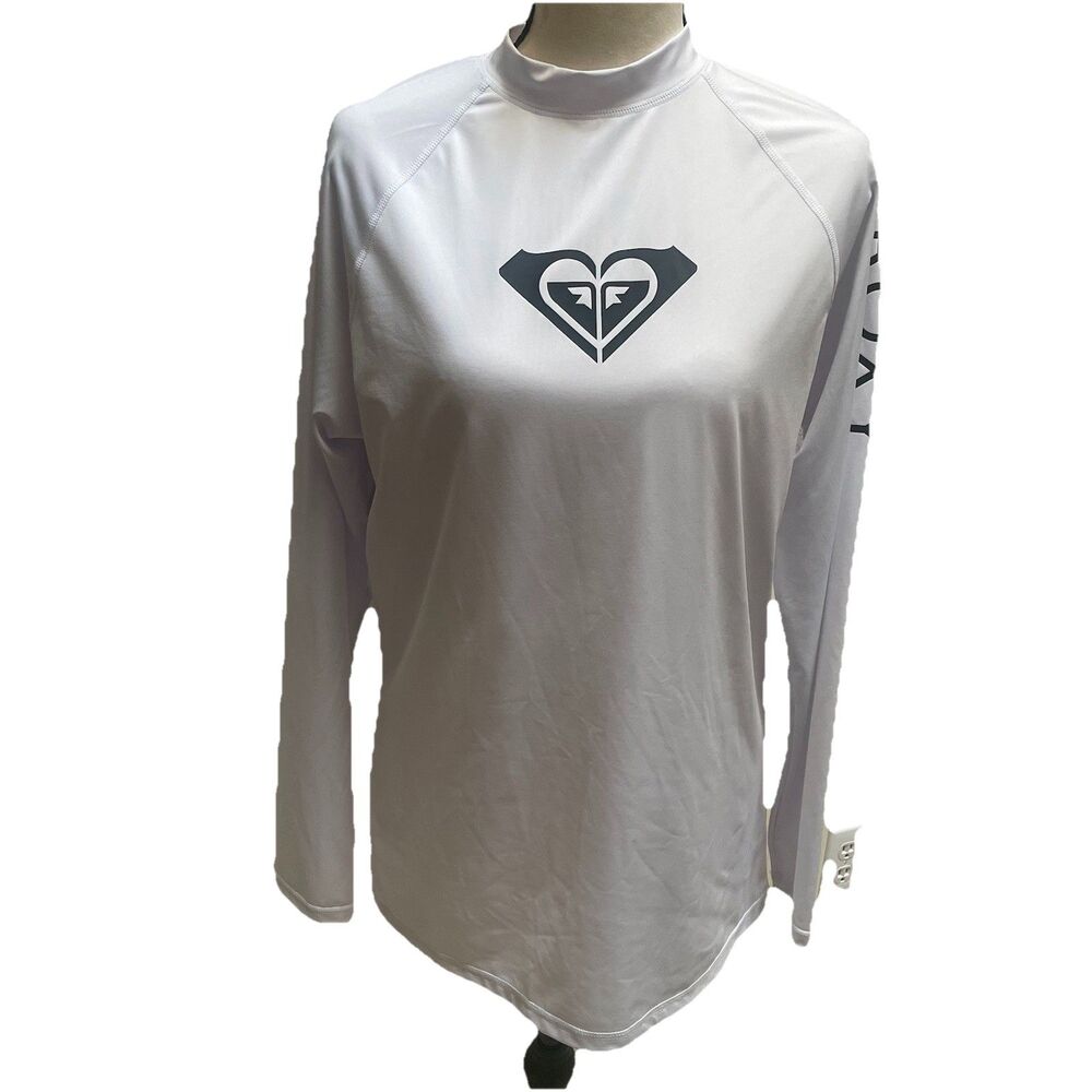 ROXY Whole Hearted White Long Sleeve Rashguard Women's Size XXL UPF 50+ Surf